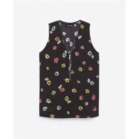 THE KOOPLES Womens 100% Silk Camellia Dots Tank Top Size Small S - Picture 3 of 12